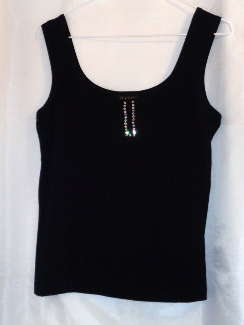 Isabel Md Womens Rhinestone Focal Black Tank